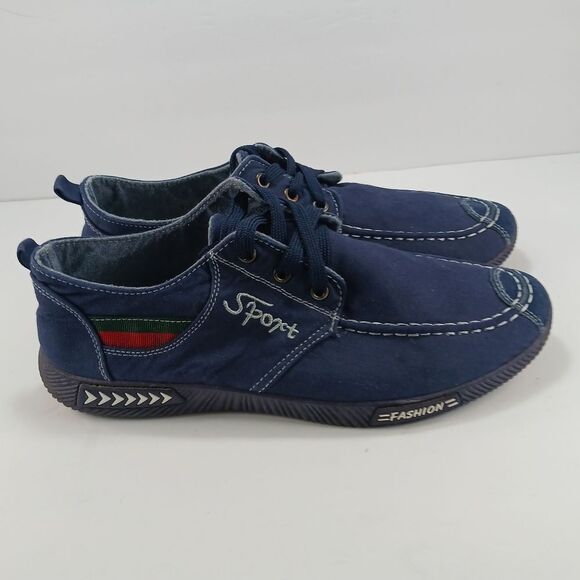 NWOT Men's Navy Blue Canvas Lace-Up Casual Shoes, Sport Fashion Sneakers 10 - Picture 6 of 13